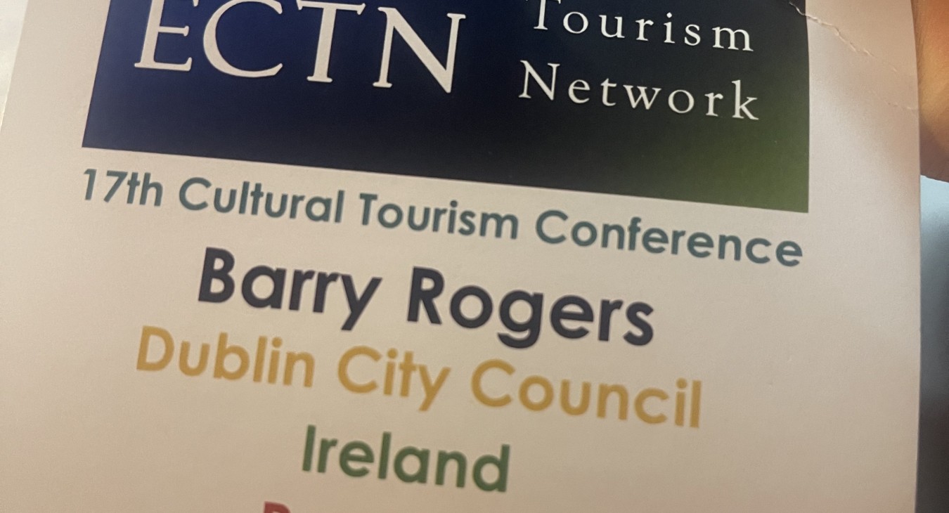 Nametag of Barry Rogers of Dublin City Tourism Unit